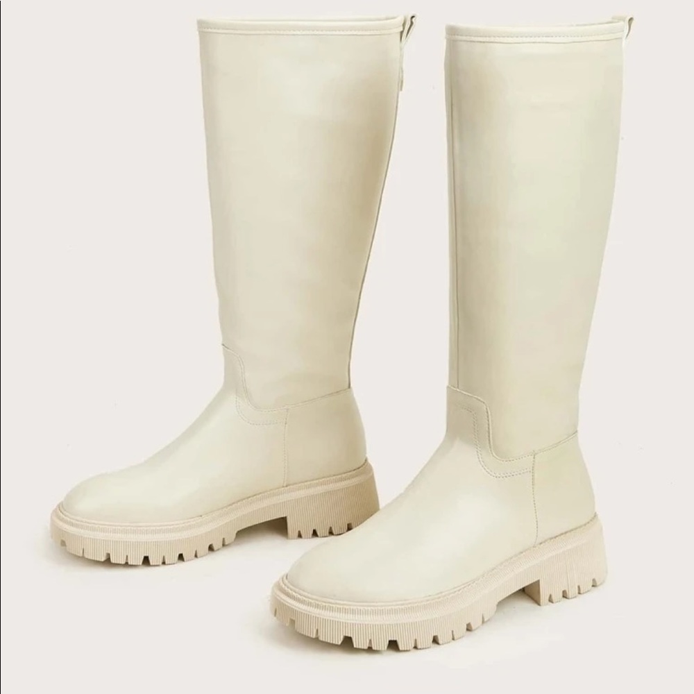Riding boots cream knee high